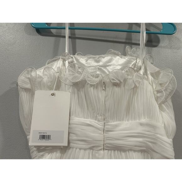 Mac Duggal 49537 White Pleated Tiered Ruffled Strapless Gown Sz 8 - Picture 8 of 9